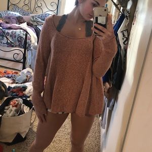 Free People Pink (wide shoulder) Sweater